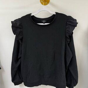 Express Black Ruffled Sweatshirt